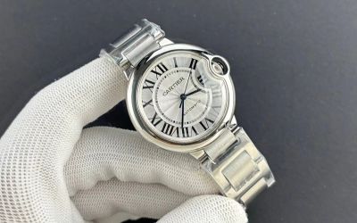 Ballon Bleu De Cartier 33mm NH05 Movement SS Strap White Face Women Watch